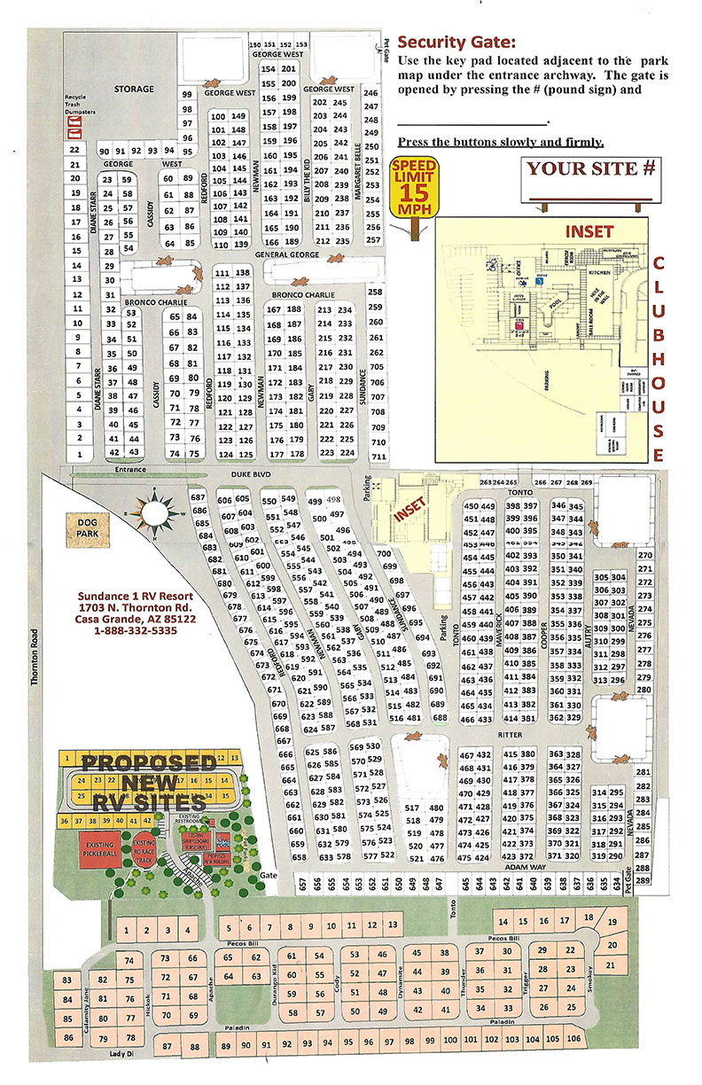 Park Map - Sundance 1 RV Resort